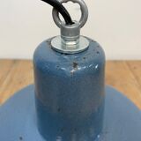 Industrial blue enamel pendant lamp, 1960s