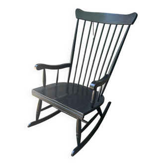 Scandinavian rocking chair in blackened wood