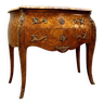 Curved sauteuse commode in stamped marquetry louis xv style xix eme century