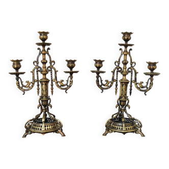 Pair of bronze candelabra – Napoléon III style, late 19th – early 20th century
