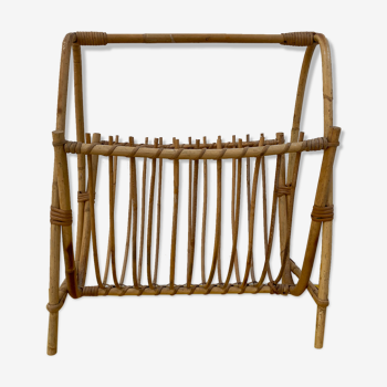 Vintage bamboo rattan magazine holder