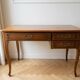 Flat desk in Louis XV style, warm-toned wood, 3 drawers.