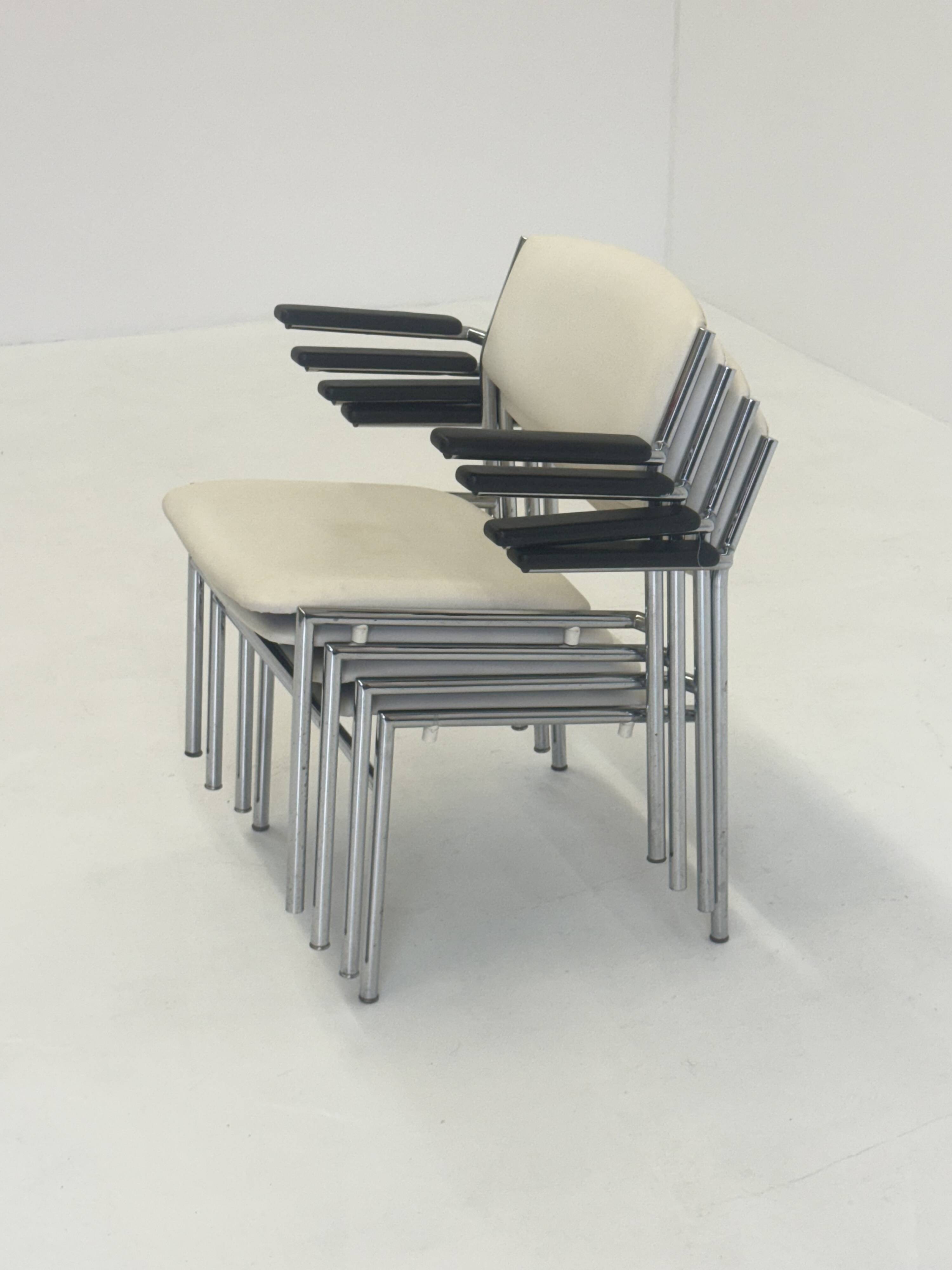 Fauteuils Gijs van der Sluis en cuir blanc