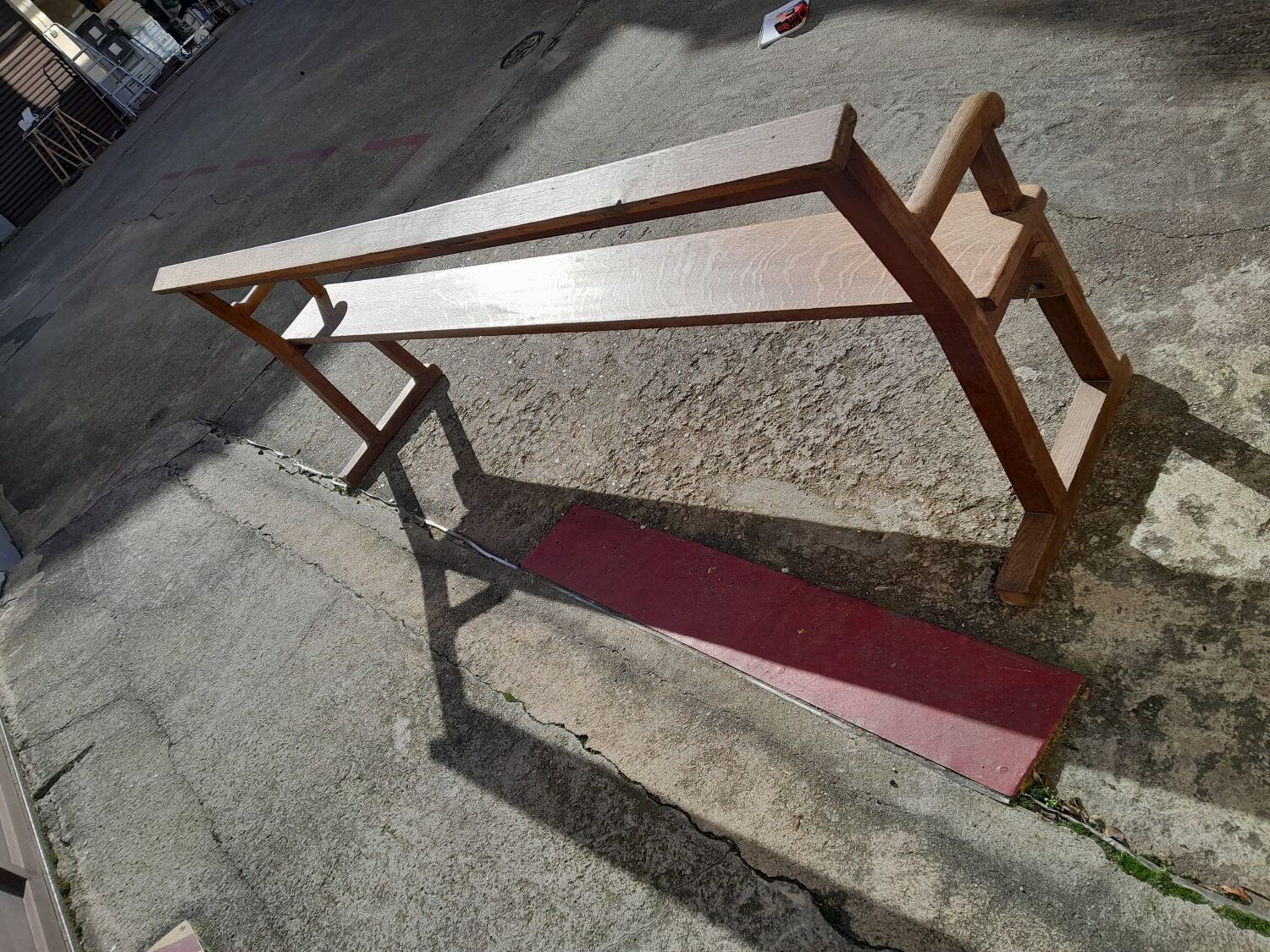 Light solid oak bench