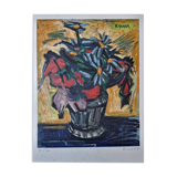 Isis Kischka (1908-1973) - Colour lithograph - Bouquet of flowers