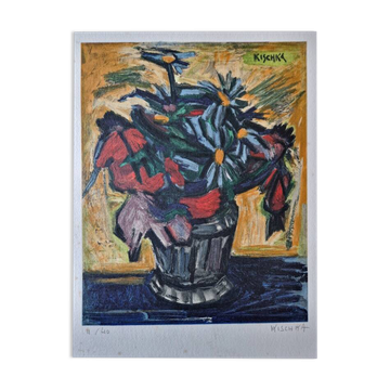 Isis Kischka (1908-1973) - Colour lithograph - Bouquet of flowers