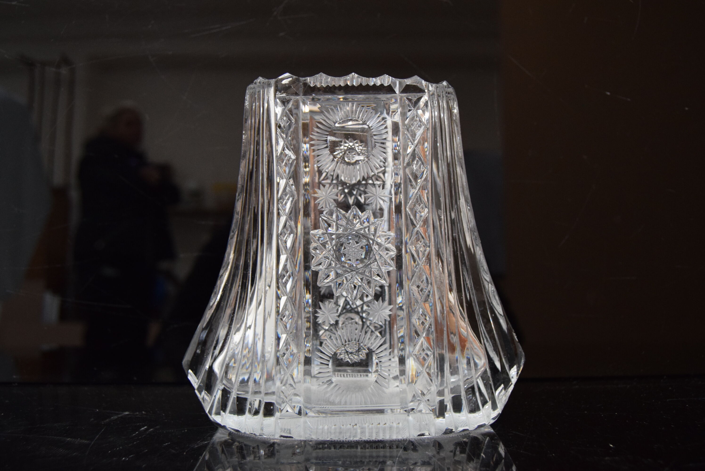 Vase,cut crystal glass,bohemia in the 1960's.