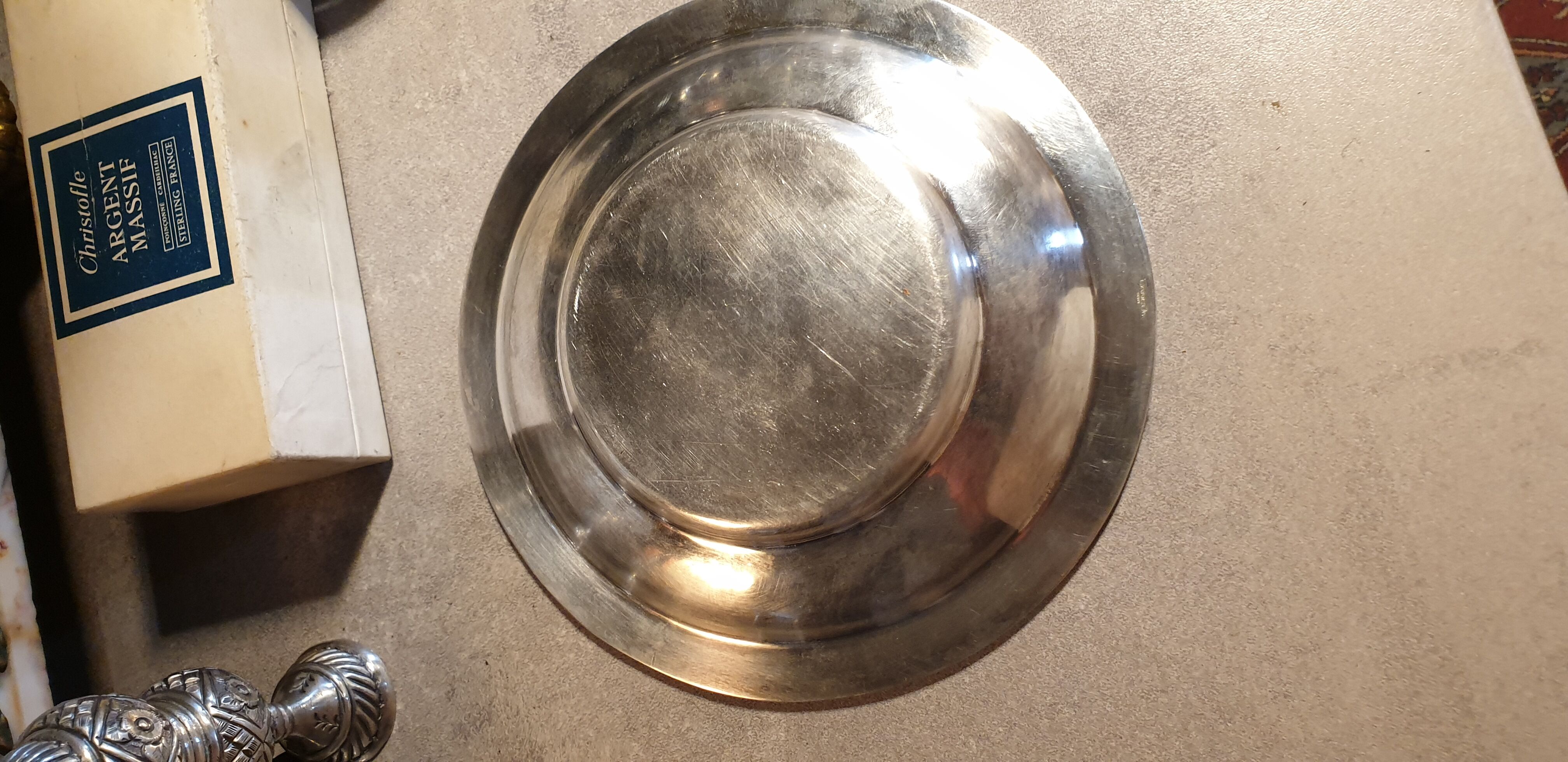 Silver metal serving plate lancel paris