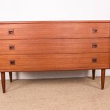 Danish teak chest of drawers or small sideboard, 3 large drawers, 1960.