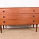 Danish teak chest of drawers or small sideboard, 3 large drawers, 1960.