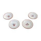 Suite de 4 assiettes anciennes de dinette Porcelaine décor foral    ​​​​​