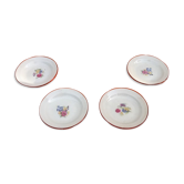 Suite of 4 old plates of dinette Porcelaine foral decoration