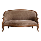 Louis XV basket canapé in brown fabric