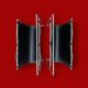Pair of magazine racks in chromed metal and black leatherette, 1970s