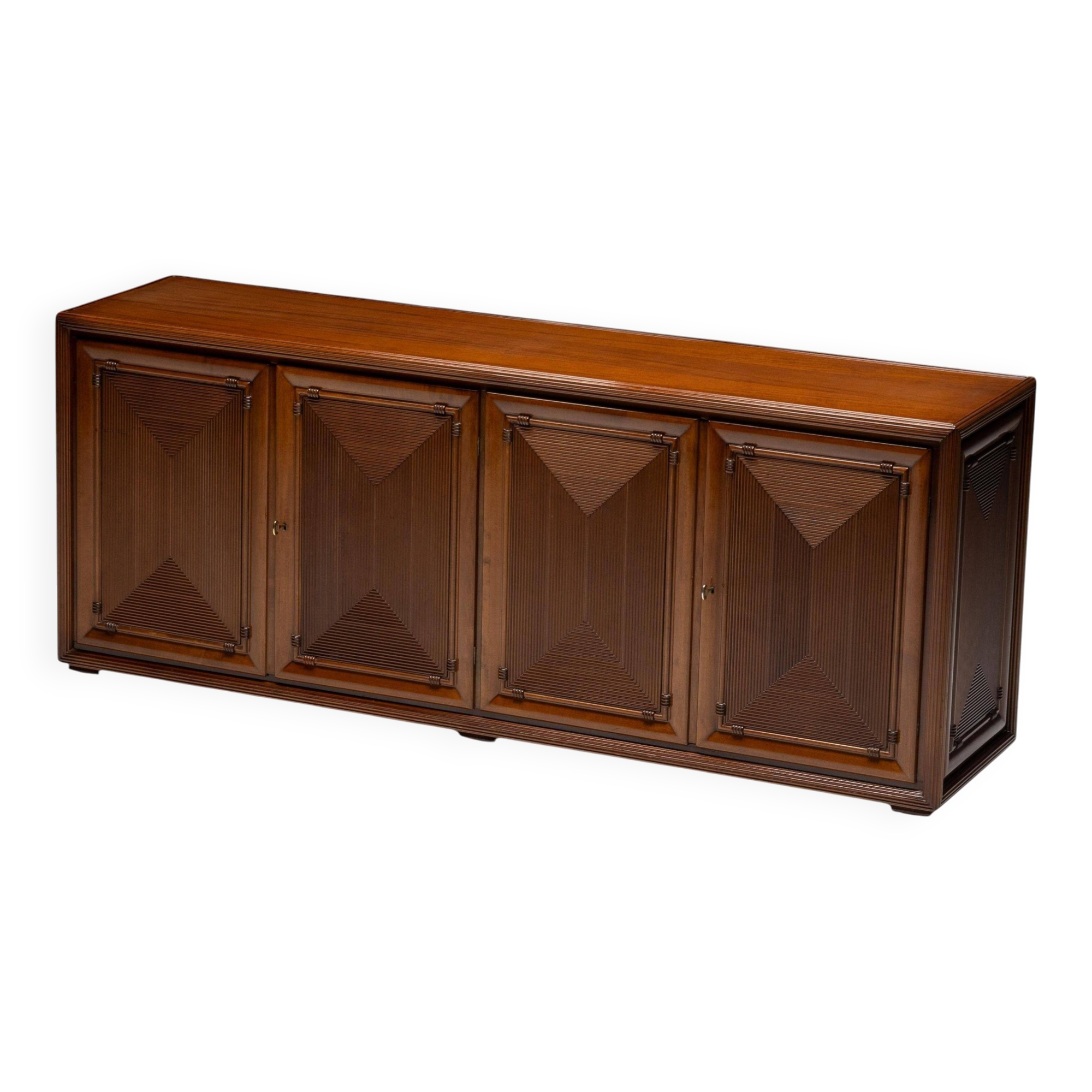 Architectural modernist sideboard, France, mid-20th century
