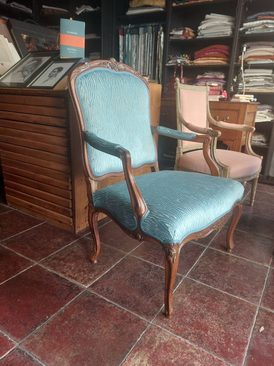 Restored Louis XV queen's armchair