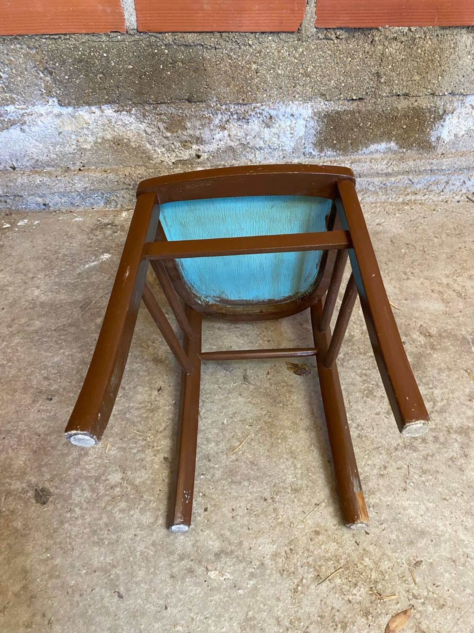 Antique Luterma style bistro chair vintage brown wood