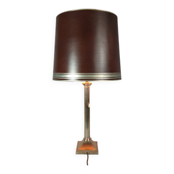 Ancienne lampe style Louis XVI bronze à poser + abat-jour 69 cm S 806