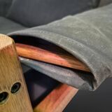 Constructivist design lounge chair wood, metal and canvas, Netherlands 1960