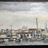 Mediterranean port landscape. Oil on canvas signed.
