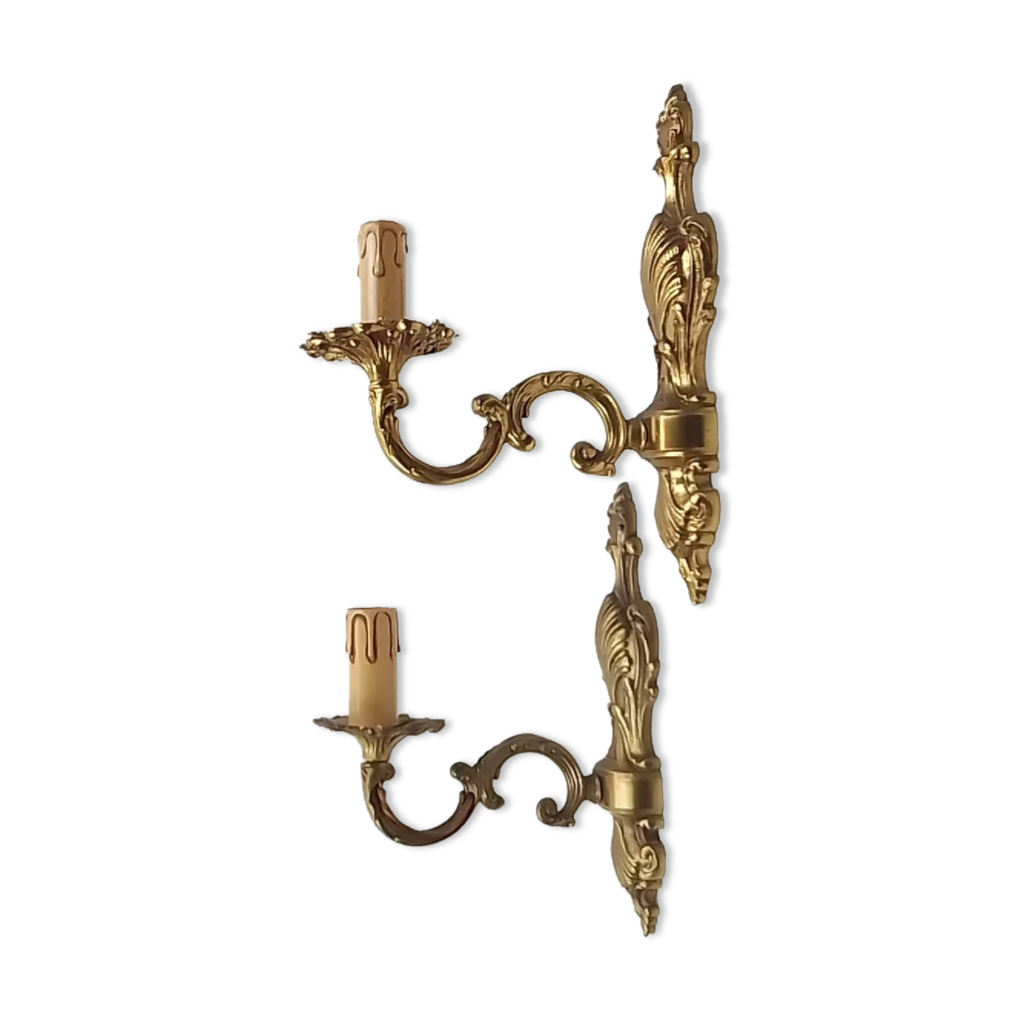 Pair of brass sconces 1 branch 29 cm
