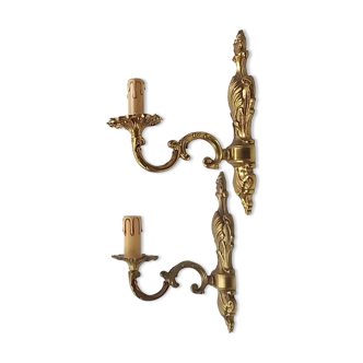 Pair of brass sconces 1 branch 29 cm