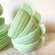 Art Deco cups in green opaline