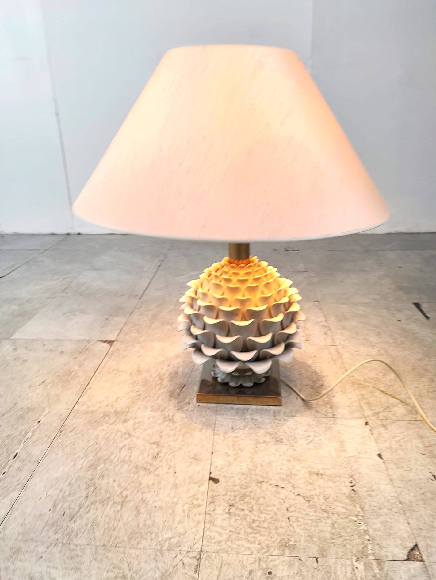 Vintage italian ceramic artichoque table lamp, 1960s