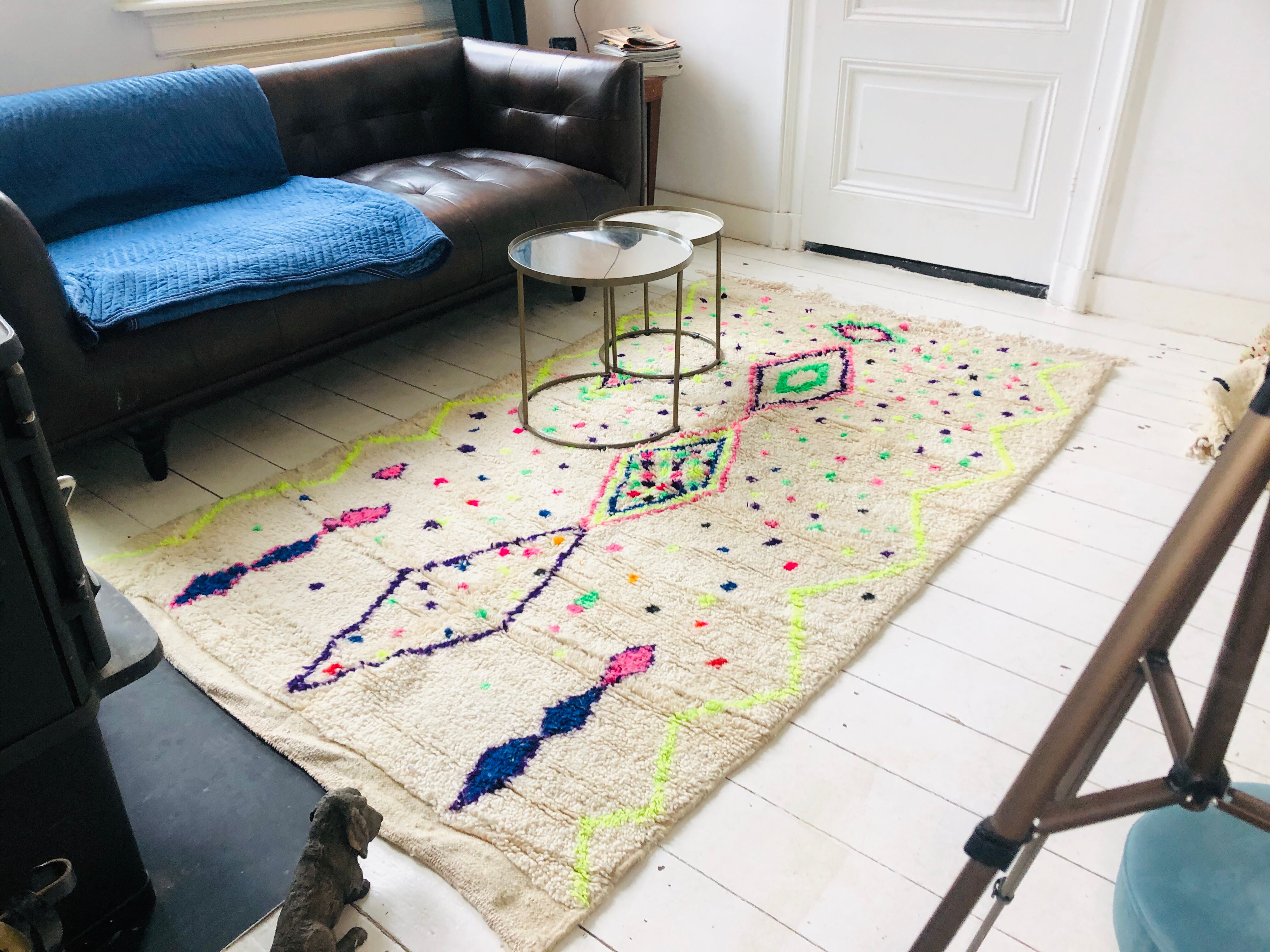 Vintage Berber carpet with full color 250x140cm