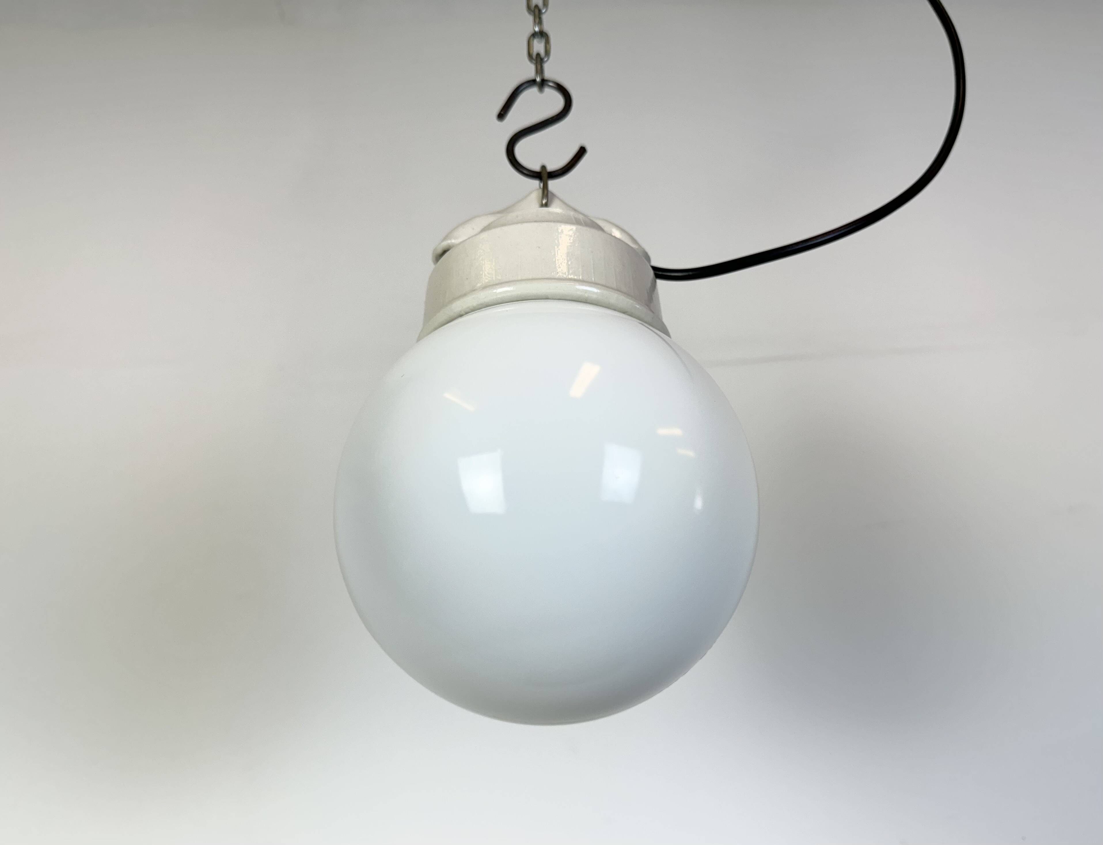 Vintage White Porcelain Pendant Light, 1970s