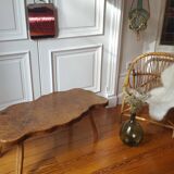Table basse tronc d'arbre années 70 en bois massif