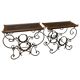 Pair of wrought iron and blackened wood consoles from the mid-20th century.