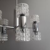 Vintage chandelier - 10 Lights - chrome metal and glass - 1970s