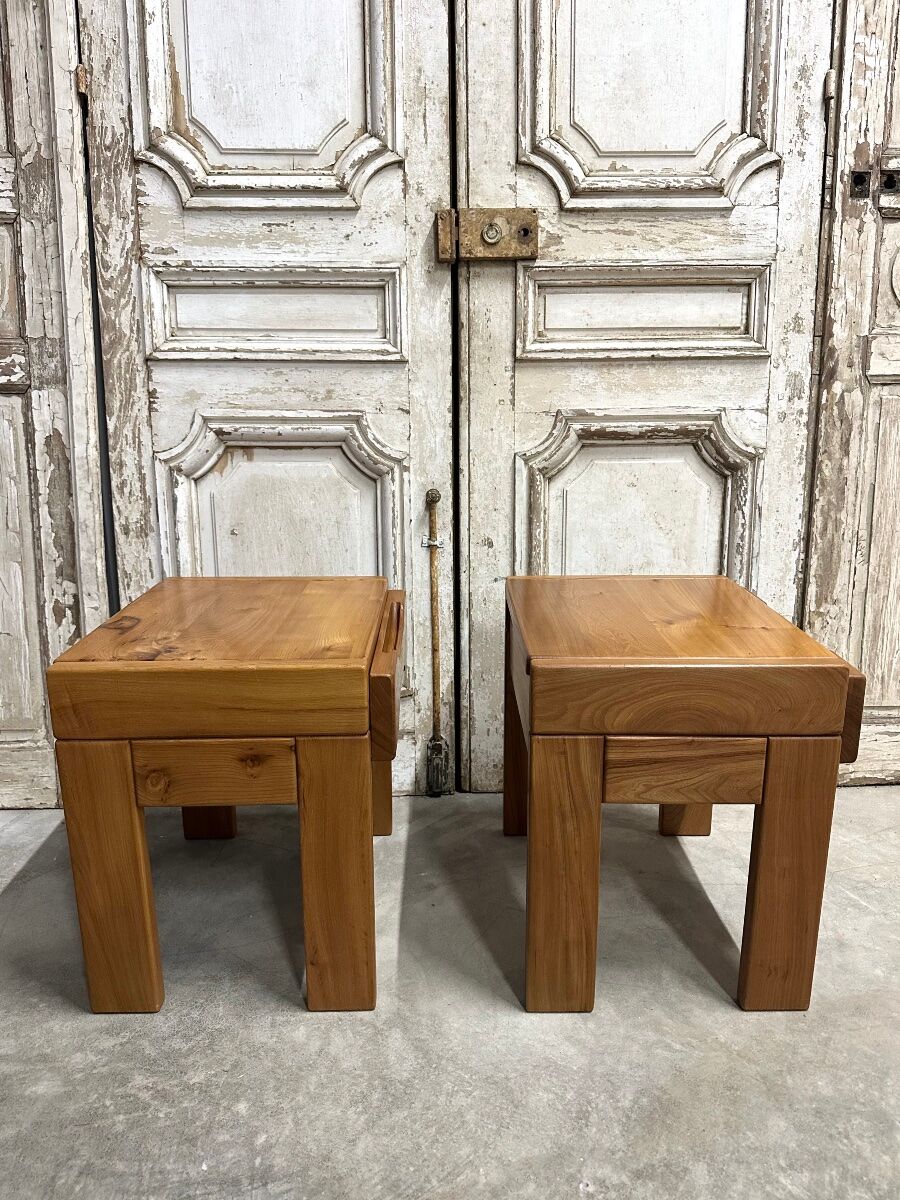 Paire de chevets en orme massif maison regain