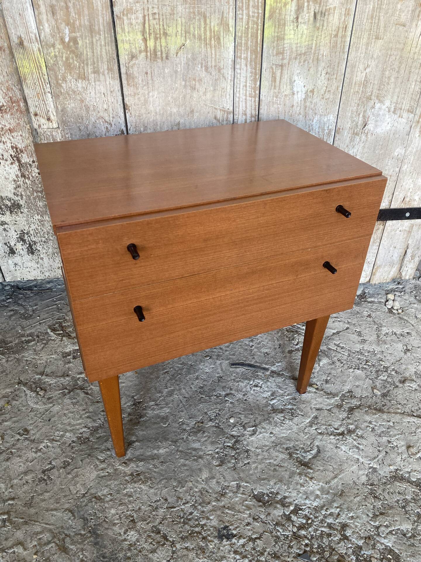 Antique Nightstand Scandinavian Wood Drawer + Vintage Case #E287