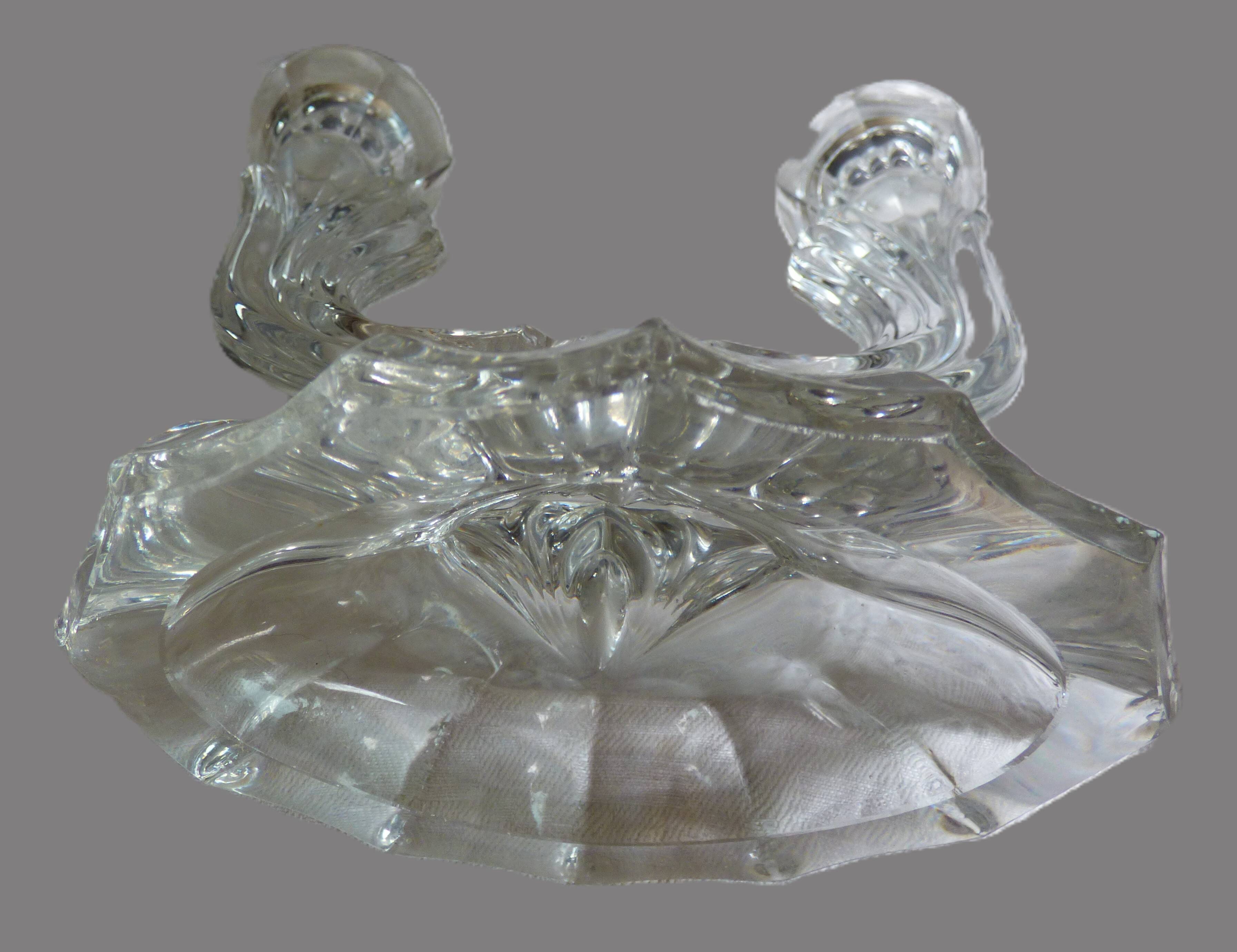 Chic two-armed candlestick chandelier in crystal glass / Excellent condition