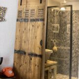 Set of 2 large old louvered shutters