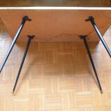 Brass and glass coffee table with compass feet