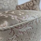 1960s, Danish armchair, light green furniture velour, teak wood legs.