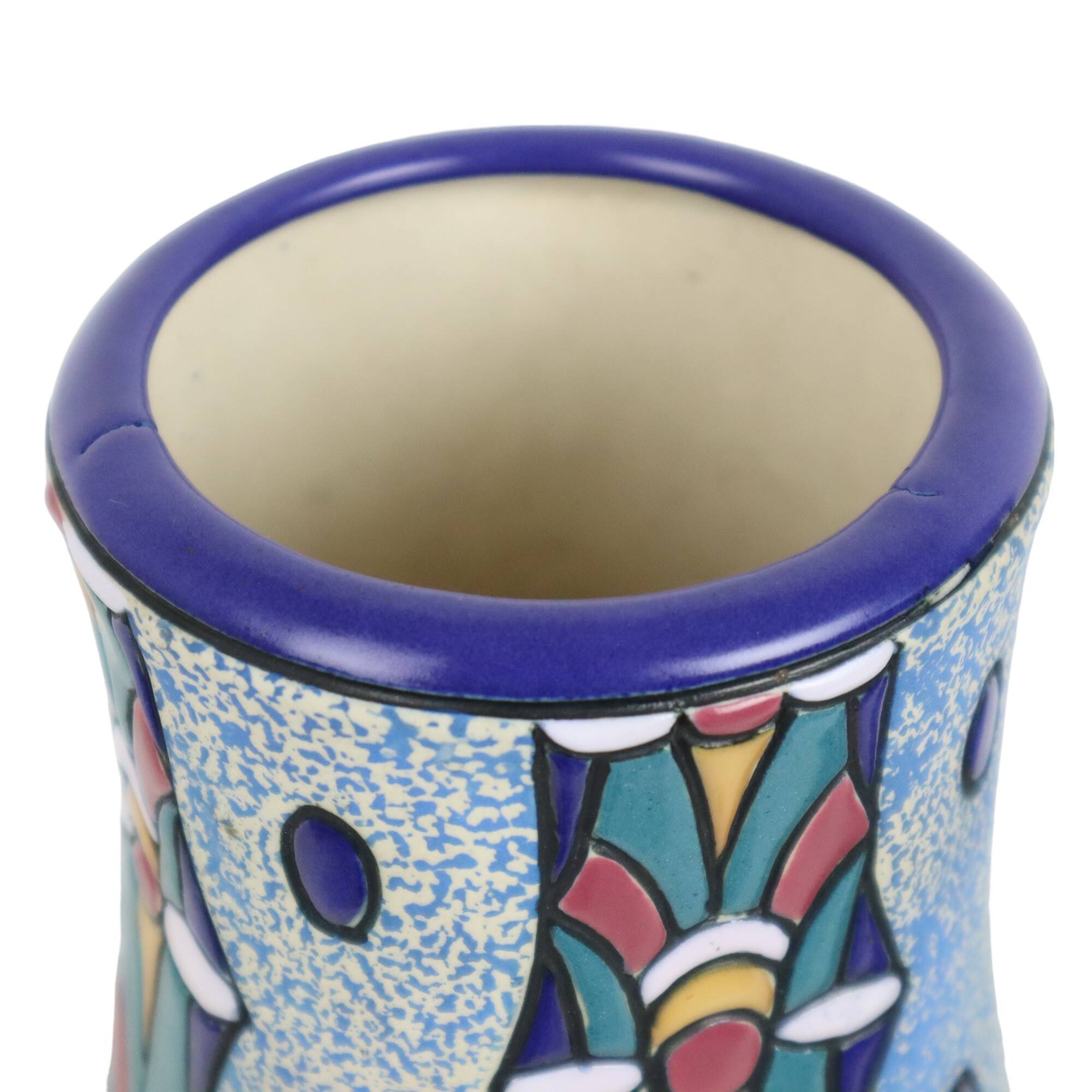 Pair of Amphora Vases Art Deco Ceramic Enamel 1915