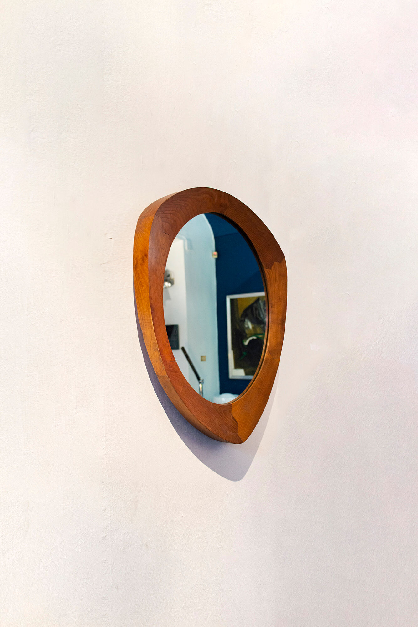 Mirror framed in Campo walnut wood and Graffi Italia Anni '50