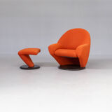 80s lounge fauteuil and ottoman for leolux