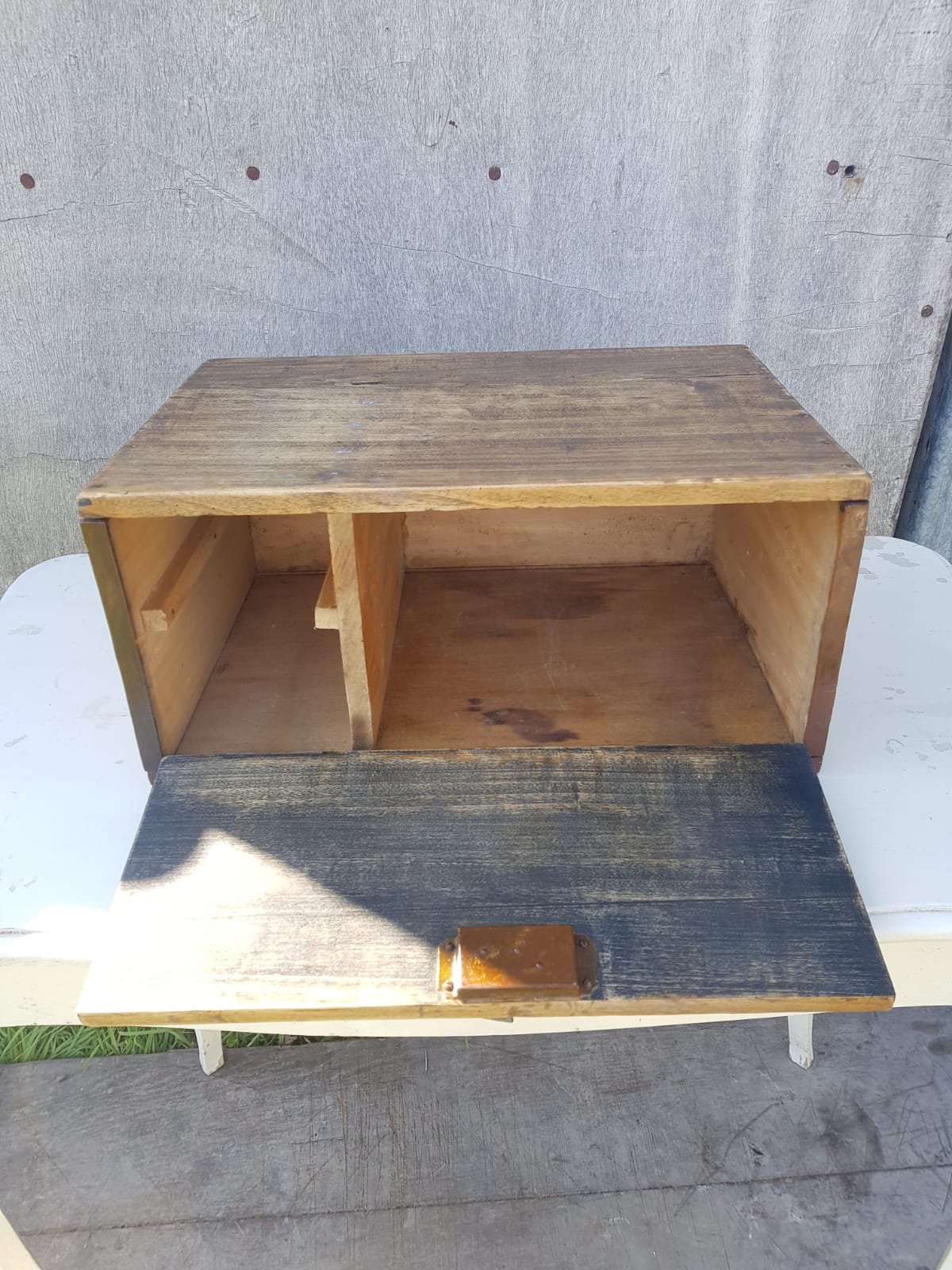 Old Malle Box Wood Storage - Vintage Key Clasp