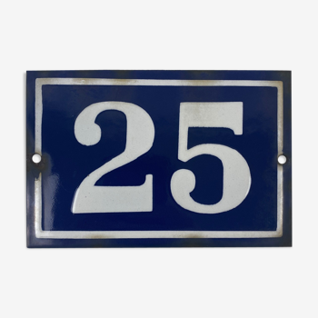 Enamel plate number 25 address