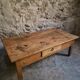 Antique cherry coffee table, rustic farmhouse table with drawer, circa 1750–1800.