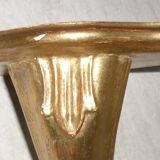 Golden wood corner console shelf