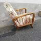 Fauteuil tissu fleuri pieds compas