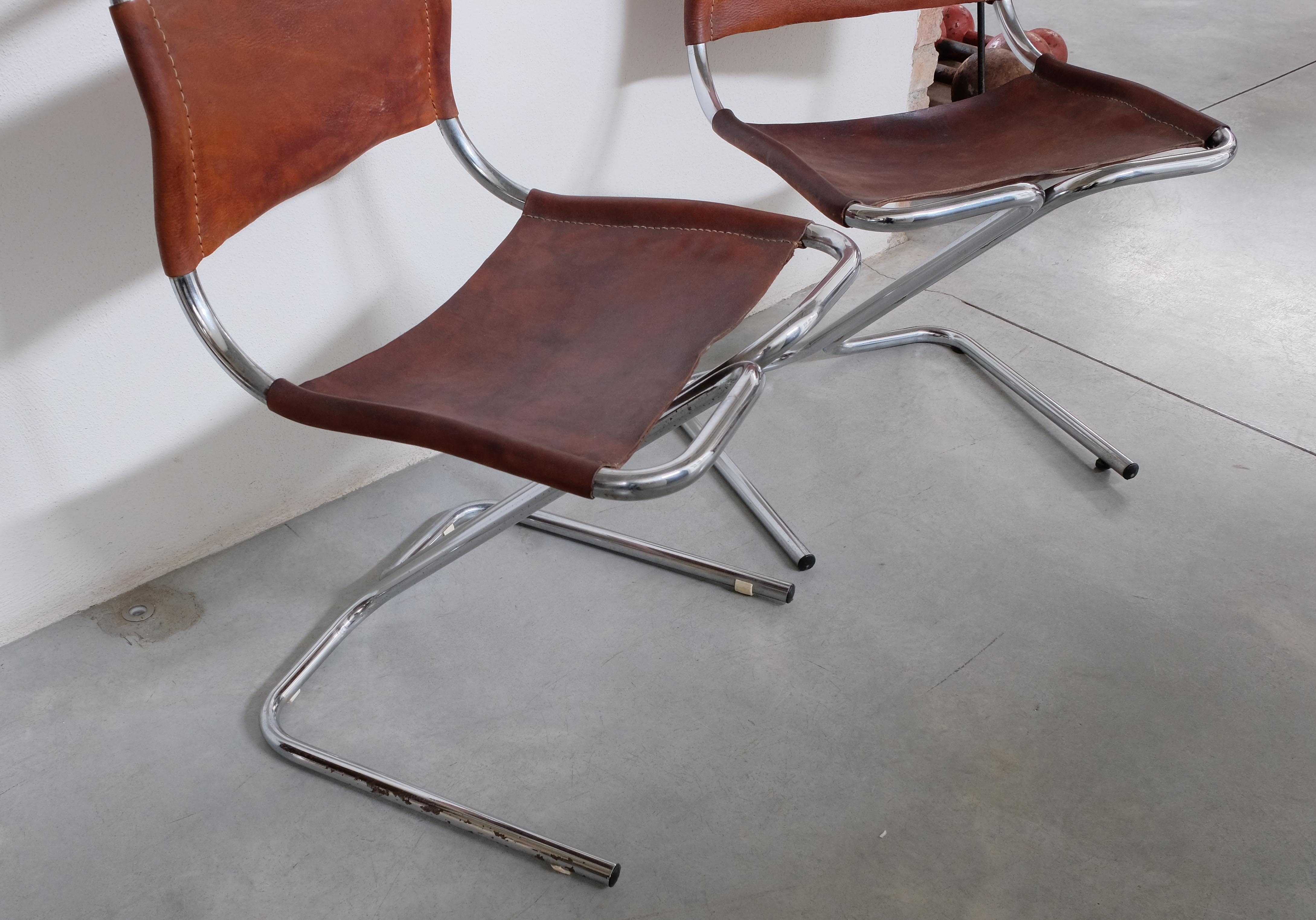 Set of 2 chairs in leather