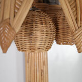 Lighted mirror in rattan 100x80cm