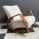 Large white boucle fabric rocking chair